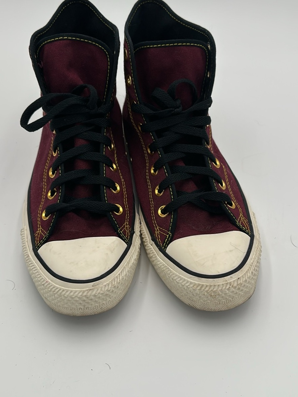 Converse High-Top Sneakers in Burgundy and Black